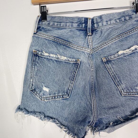AGOLDE Size 24 Jaden Short Surreal Medium Wash Distressed Button Fly Fray Hem - Picture 7 of 12
